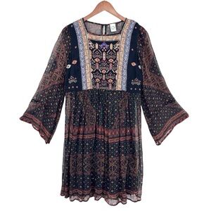 Anthropologie AKEMI + KIN Munro Dress Beaded Embroidery Floral Boho Tunic